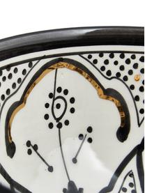Insalatiera fatta a mano stile marocchino con dettagli dorati Beldi, Ø 25 cm, Ceramica, Nero, crema, oro, Ø 25 x Alt. 12 cm