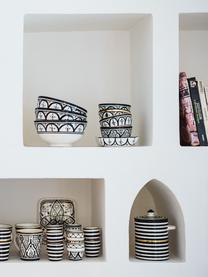 Saladier marocaine en céramique fait main détails dorés Beldi, Ø 25 cm, Céramique, Noir, couleur crème, or, Ø 25 x haut. 12 cm