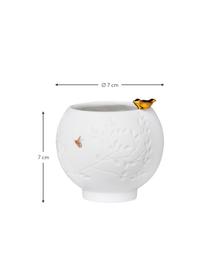 Świecznik na tealighty z porcelany Golden Bird, Porcelana, Biały, odcienie złotego, Ø 7 x W 7 cm