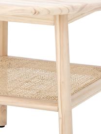 Tavolino in legno con intreccio viennese Camma, Struttura: legno di pino, Ripiano: rattan, Beige, Ø 60 x Alt. 42 cm