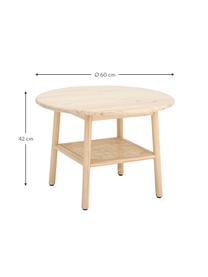 Tavolino in legno con intreccio viennese Camma, Struttura: legno di pino, Ripiano: rattan, Beige, Ø 60 x Alt. 42 cm