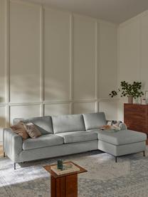 Divano letto 3 posti con materasso Cucita, Rivestimento: tessuto (poliestere) Con , Struttura: legno di pino massiccio, Piedini: metallo laccato Questo pr, Tessuto grigio, Larg. 274 x Prof. 164 cm, chaise-longue a sinistra