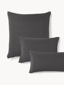 Funda de almohada de muselina Odile, Gris oscuro, An 45 x L 110 cm