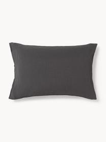 Funda de almohada de muselina Odile, Gris oscuro, An 45 x L 110 cm