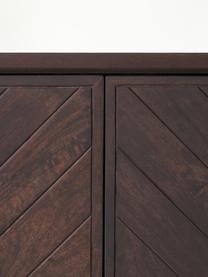 Credenza bassa in legno di mango con motivo a spina di pesce Luca, Struttura: metallo rivestito Questo , Legno di mango, dorato, Larg. 180 x Prof. 56 cm