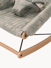 Sdraietta in legno di faggio Growing Green, Rivestimento: 100% cotone organico cert, Legno di faggio, grigio chiaro, bianco latte, Larg. 82 x Prof. 44 cm