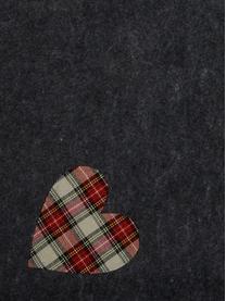 Kerstboomonderlegger Heart, Vilt, Donkergrijs, beige, rood, Ø 100 cm