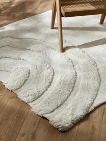 Nadýchaný koberec s vysokým vlasom a reliéfnou štruktúrou Rubbie, Krémovobiela, Š 120 x D 180 cm (veľkosť S)