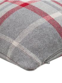 Housse de coussin 40x40 carreaux Louis, Gris, blanc, rouge