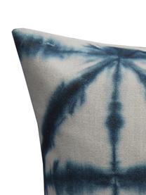 Kissenhülle Hanna mit Batikprint, 100% Baumwolle, Weiss, Blau, 40 x 40 cm