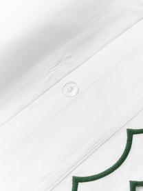 Povlak na polštář z bavlněného perkálu s vlnitým lemem Atina, Bílá, tmavě zelená, Š 40 cm, D 80 cm