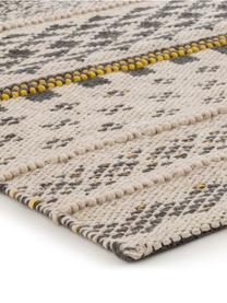 Tapis laine ethnique Nova, Gris, jaune moutarde, beige