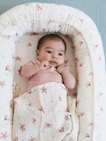 Nid pour bébé en coton bio Wildflower, Couleur crème, rose, imprimé, larg. 47 x haut. 14 cm