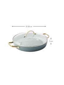 Sartén grill antiadherente con tapadera Padova, Azul claro, dorado, Ø 28 cm