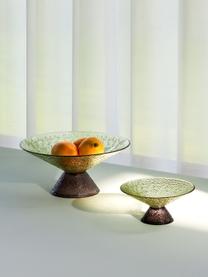 Vassoio decorativo in vetro soffiato con superficie strutturata Bonbon, Vetro, Melanzana, verde chiaro, Ø 15 x Alt. 7 cm