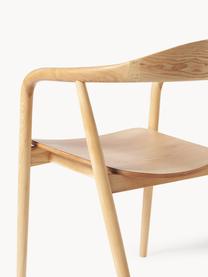 Chaise en bois à accoudoirs Angelina, Bois de frêne laqué
Contreplaqué laqué

Ce produit est fabriqué à partir de bois certifié FSC® issu du développement durable, Frêne clair, larg. 57 x haut. 80 cm