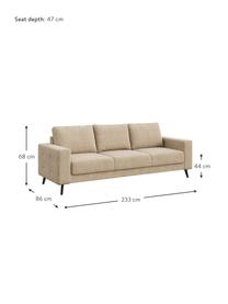 Sofa Fynn (3-osobowa), Tapicerka: 100% poliester Dzięki tka, Nogi: drewno lakierowane, Beżowy, S 233 x G 86 cm