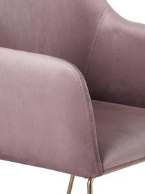 Krzesło z aksamitu z podłokietnikami Isla, Tapicerka: aksamit (poliester) Tkani, Nogi: metal powlekany, Mauve, S 58 x G 62 cm