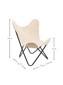 Fauteuil lounge en soie California, Blanc crème, noir, larg. 70 x prof. 75 cm