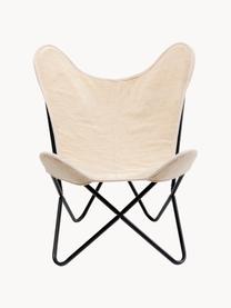 Fotel wypoczynkowy z jedwabiu California, Tapicerka: 85% jedwab, 15% bawełna, Stelaż: metal malowany proszkowo, Kremowobiały, czarny, S 70 x G 75 cm