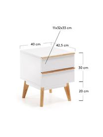 Table de chevet avec tiroir Melan, Blanc, bois de chêne