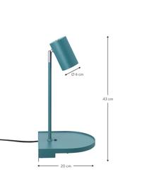 Grosse Verstellbare Wandleuchte Colly mit Stecker und USB-Anschluss, Lampenschirm: Metall, beschichtet, Türkis, 20 x 43 cm