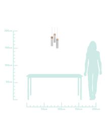 Kleine Cluster-Pendelleuchte Tilo mit Holzdekor, Lampenschirm: Metall, beschichtet, Dekor: Holz, Baldachin: Metall, Hellgrau, Holz, Ø 22 x H 25 cm