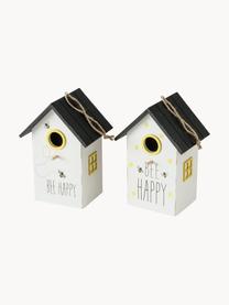 Set de casitas para pajaros Maja, 2 uds., Tablero de fibras de densidad media (MDF), recubierto, Blanco, negro, amarillo, An 15 x Al 22 cm