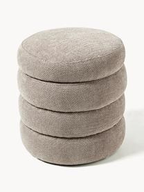 Pouf imbottito con contenitore Alto, Rivestimento: 96% poliestere, 4% acrili, Struttura: legno di pino massiccio, , Tessuto tortora, Ø 43 x Alt. 48 cm