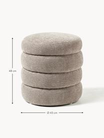 Pouf imbottito con contenitore Alto, Rivestimento: 96% poliestere, 4% acrili, Struttura: legno di pino massiccio, , Tessuto tortora, Ø 43 x Alt. 48 cm