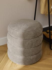 Pouf imbottito con contenitore Alto, Rivestimento: 96% poliestere, 4% acrili, Struttura: legno di pino massiccio, , Tessuto tortora, Ø 43 x Alt. 48 cm