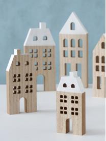Set di 6 casette decorative in legno Towny, Pannello di fibra a media densità rivestito, Beige, bianco, Set in varie misure