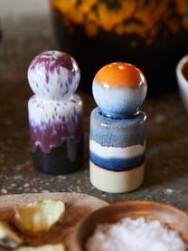 Salero y pimentero artesanales de cerámica esmaltada 70s, Cerámica, Multicolor, Ø 5 x Al 10 cm