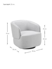 Fauteuil pivotant gris Irene, Tissu gris clair, larg. 74 x prof. 70 cm