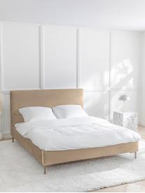 Cama tapizada en terciopelo Peace, Tapizado: terciopelo de poliéster R, Estructura: madera de pino maciza con, Patas: metal Este producto está , Terciopelo beige, An 140 x L 200 cm