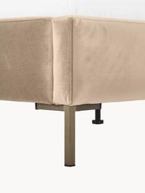 Gestoffeerd fluwelen bed Peace, Bekleding: polyester fluweel, Frame: massief grenenhout en pla, Poten: gepoedercoat metaal Dit p, Fluweel beige, B 140 x L 200 cm