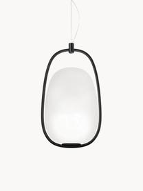 Lampada a sospensione in vetro soffiato con luce regolabile Lanna, Struttura: metallo rivestito, Paralume: vetro soffiato, Nero, Ø 22 x Alt. 40 cm