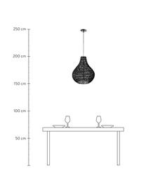 Lampa wisząca z tkaniny Cable Drop, Czarny, Ø 45 x W 51 cm