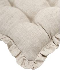 Cuscino sedia beige con volant Camille, Rivestimento: 60% poliestere, 25% coton, Beige, Larg. 40 x Lung. 40 cm