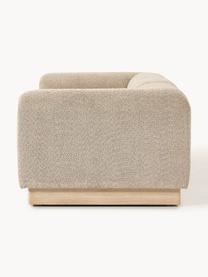 Modulares Sofa Natalie (3-Sitzer) aus Teddy-Bouclé, Bezug: Teddy-Bouclé (100 % Polye, Gestell: mitteldichte Holzfaserpla, Sockel: Massives Buchenholz, lack, Teddy-Bouclé Beige, helles Buchenholz, B 283 x T 107 cm