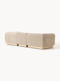 Modulares Sofa Natalie (3-Sitzer) aus Teddy-Bouclé, Bezug: Teddy-Bouclé (100 % Polye, Gestell: mitteldichte Holzfaserpla, Sockel: Massives Buchenholz, lack, Teddy-Bouclé Beige, helles Buchenholz, B 283 x T 107 cm