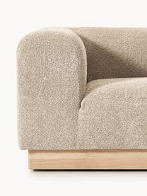 Modulares Sofa Natalie (3-Sitzer) aus Teddy-Bouclé, Bezug: Teddy-Bouclé (100 % Polye, Gestell: mitteldichte Holzfaserpla, Sockel: Massives Buchenholz, lack, Teddy-Bouclé Beige, helles Buchenholz, B 283 x T 107 cm