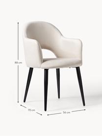 Zamatová stolička s opierkami Rachel, Zamatová svetlobéžová, Š 55 x H 65 cm