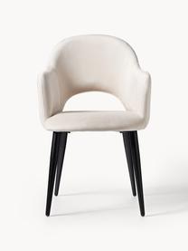 Sametová židle s područkami Rachel, Světle béžová, Š 55 cm, H 65 cm