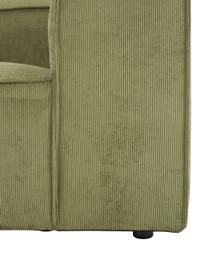 Chaise longue componibile in velluto a coste Lennon, Rivestimento: velluto a coste (92% poli, Struttura: legno di pino massiccio, , Piedini: plastica, Velluto a coste verde oliva, Larg. 269 x Prof. 119 cm, schienale a destra