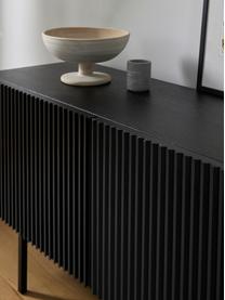 Kleines Sideboard Mojo mit geriffelter Front, Korpus: Mitteldichte Holzfaserpla, Beine: Metall, pulverbeschichtet, Schwarz, B 120 x H 60 cm