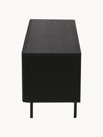 Kleines Sideboard Mojo mit geriffelter Front, Korpus: Mitteldichte Holzfaserpla, Beine: Metall, pulverbeschichtet, Schwarz, B 120 x H 60 cm