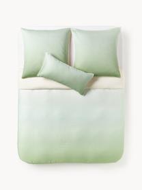 Housse de couette en satin de coton Jania, Tons verts, larg. 200 x long. 200 cm