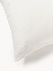 Housse de coussin en lin blanche 45x45 Darla, 51 % lin, 49 % coton, Blanc, larg. 45 x long. 45 cm