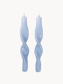 Velas cónicas Twist, 2uds., Cera, Azul claro, Al 23 cm